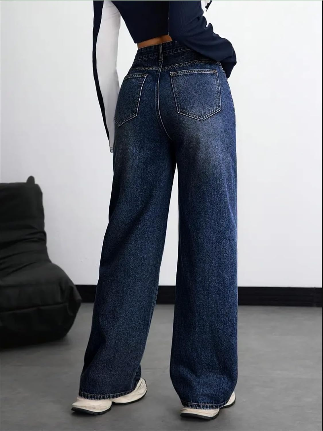 Women's Stretch High-Waist Baggy Jeans - Light Blue - Image 10
