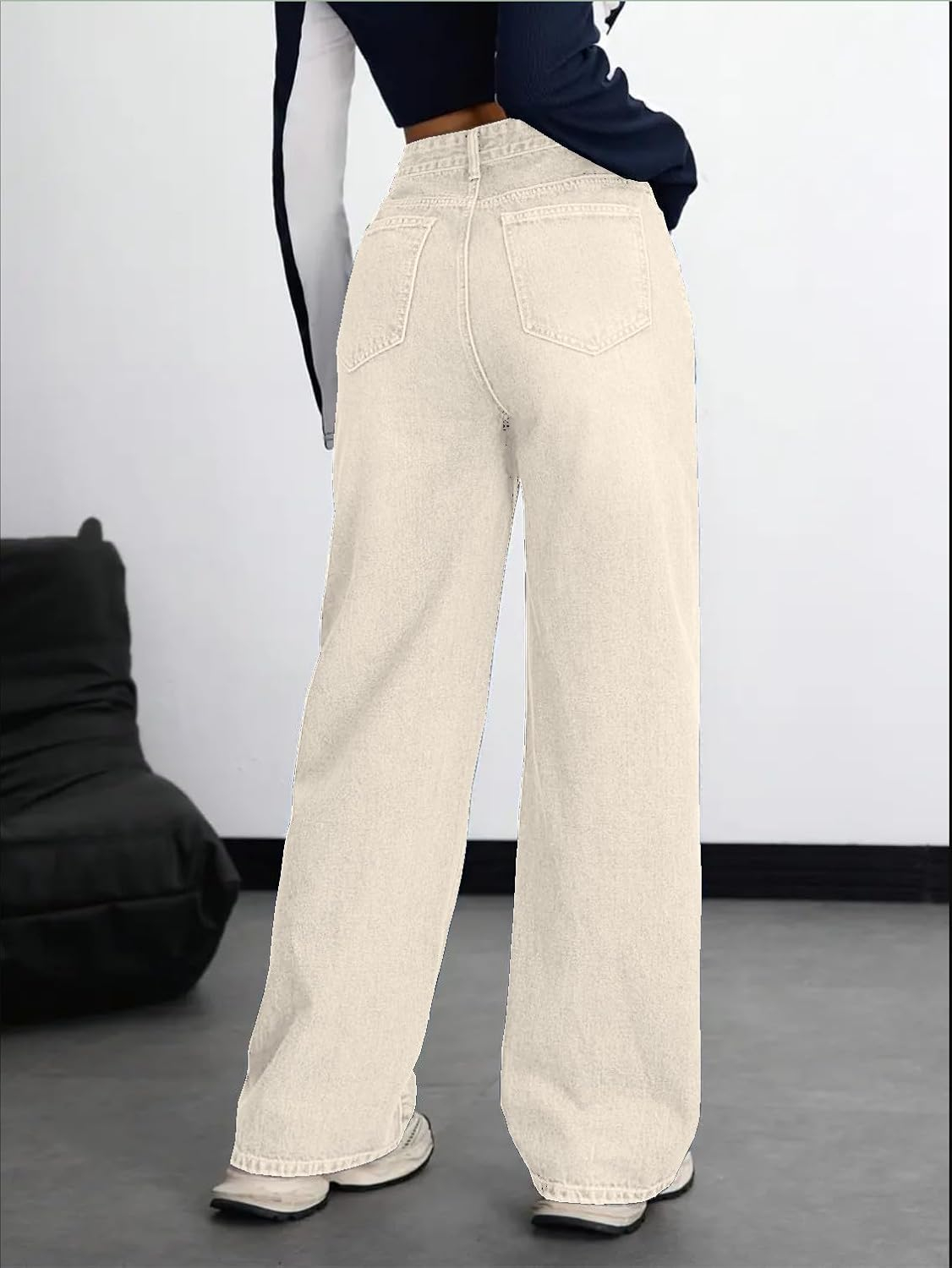 Women's Stretch High-Waist Baggy Jeans - Light Blue - Image 34