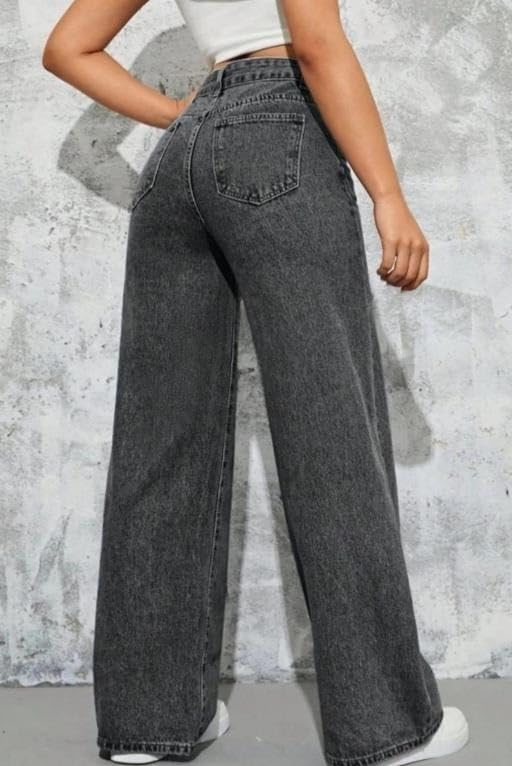Women's Mid-Rise Straight-Fit Jeans - Grey - Image 4
