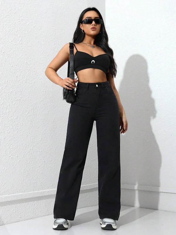 Women's Relaxed Baggy Jeans - Black - Image 5