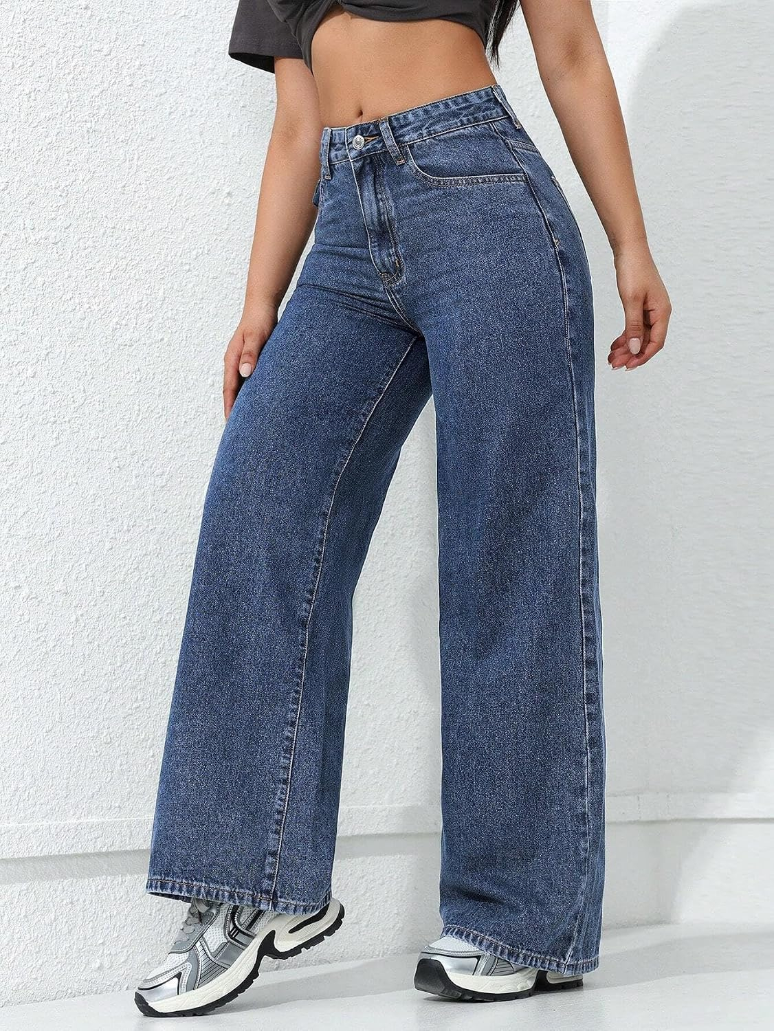 Women's Relaxed Baggy Jeans - Black - Image 20