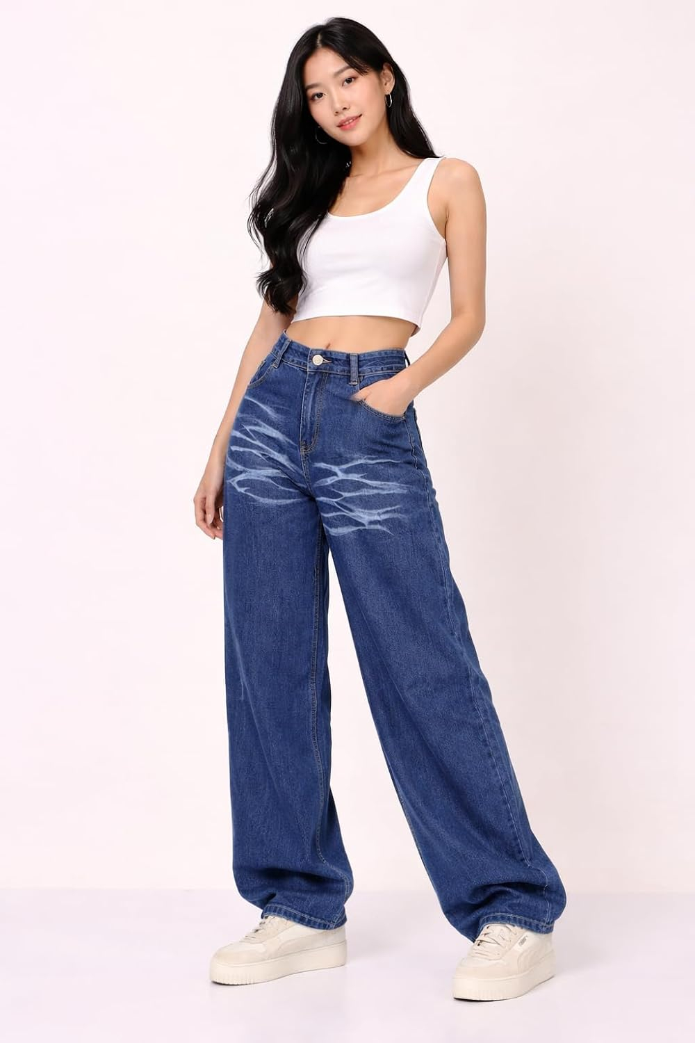 Women's Relaxed Baggy Jeans - Black - Image 39