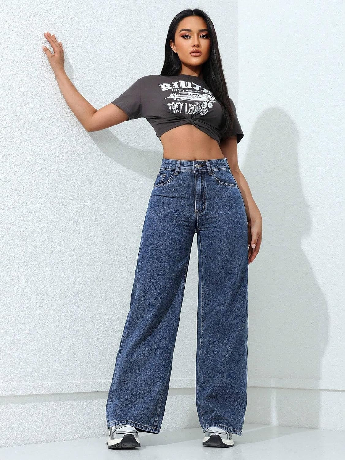 Women's Relaxed Baggy Jeans - Light Blue - Image 11