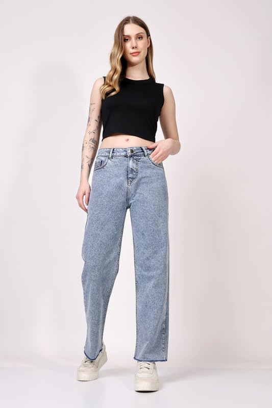 Women's Relaxed Baggy Jeans - Light Blue - Image 23