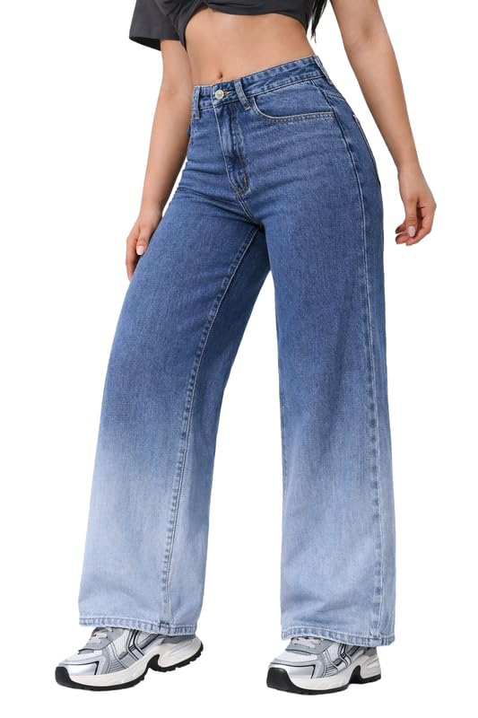 Women's Relaxed Baggy Jeans - Ombre Blue