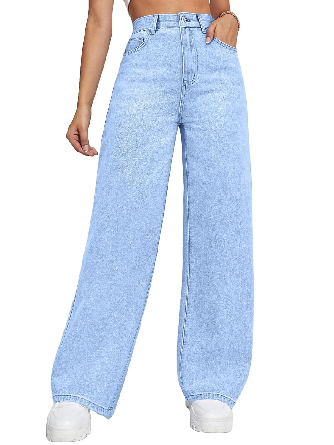 Women's Relaxed Baggy Jeans - Ombre Blue - Image 9