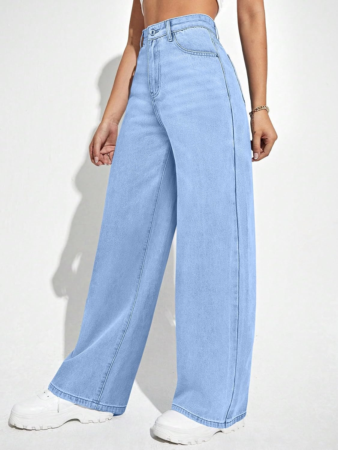 Women's Relaxed Baggy Jeans - Ombre Blue - Image 11