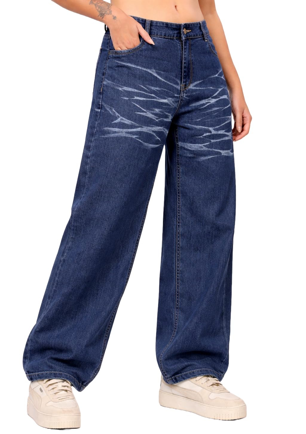 Women's Relaxed Baggy Jeans - Ombre Blue - Image 32