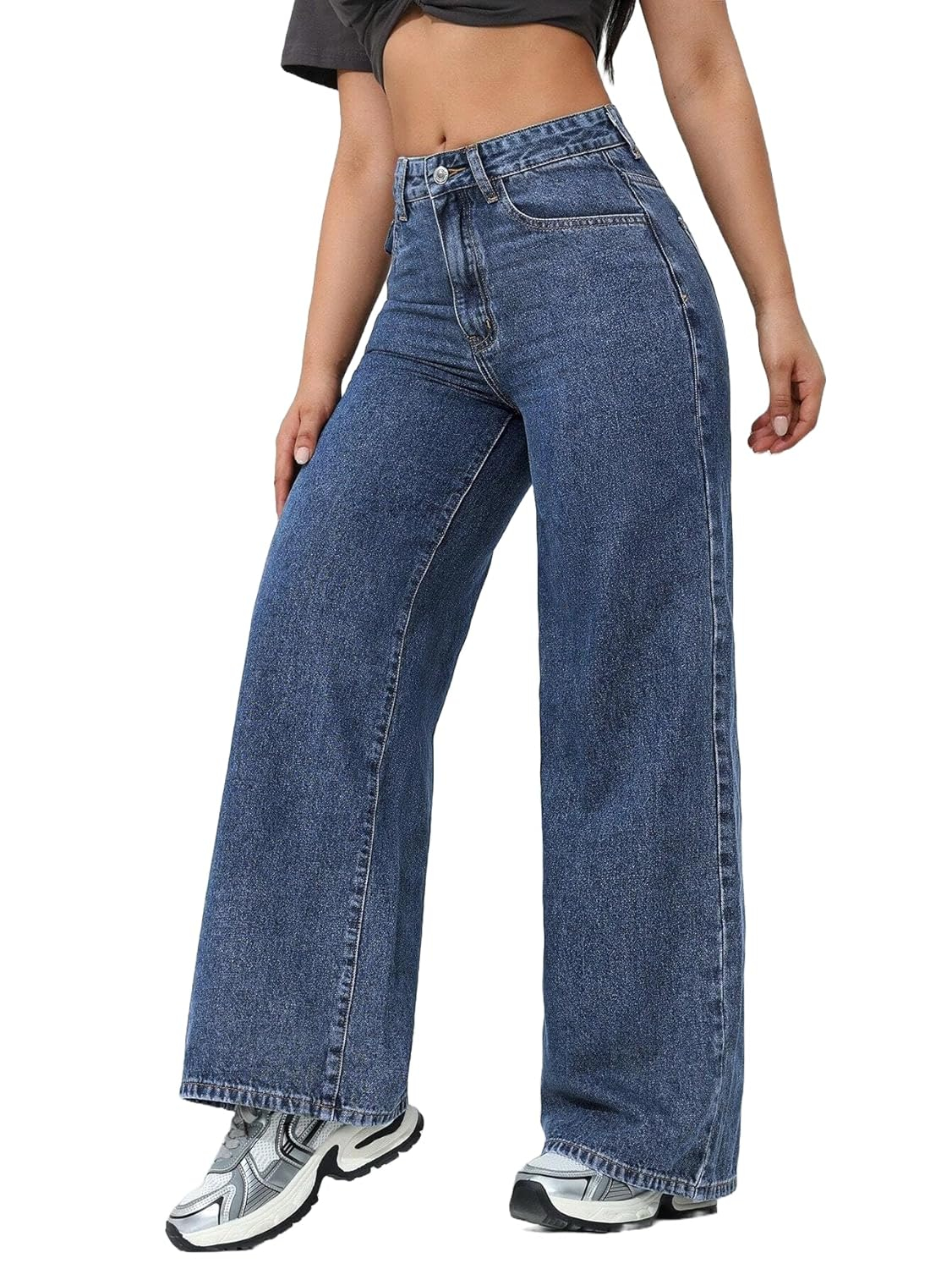Women's Relaxed Baggy Jeans - Washed Light Blue - Image 18